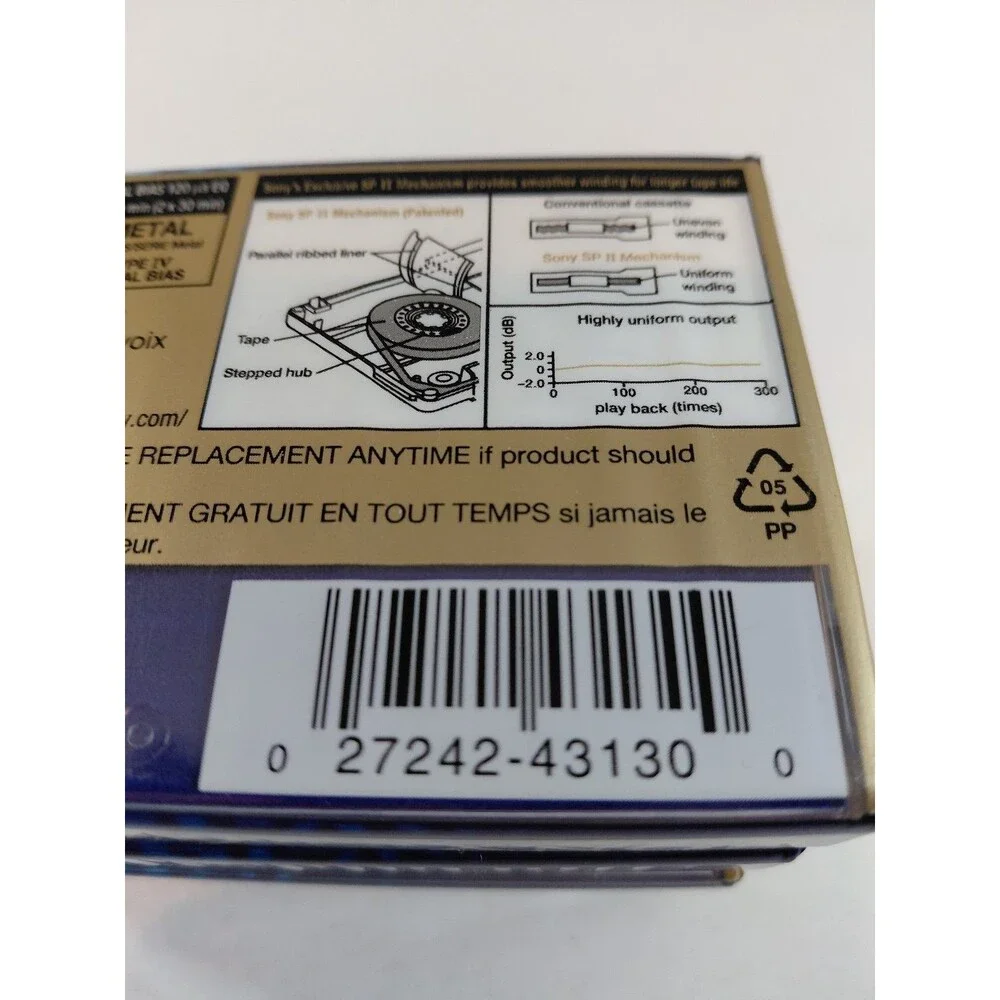 SONY HiFi C-60 Type I Normal Bias Blank Cassette Tape 5pk C-60HFB